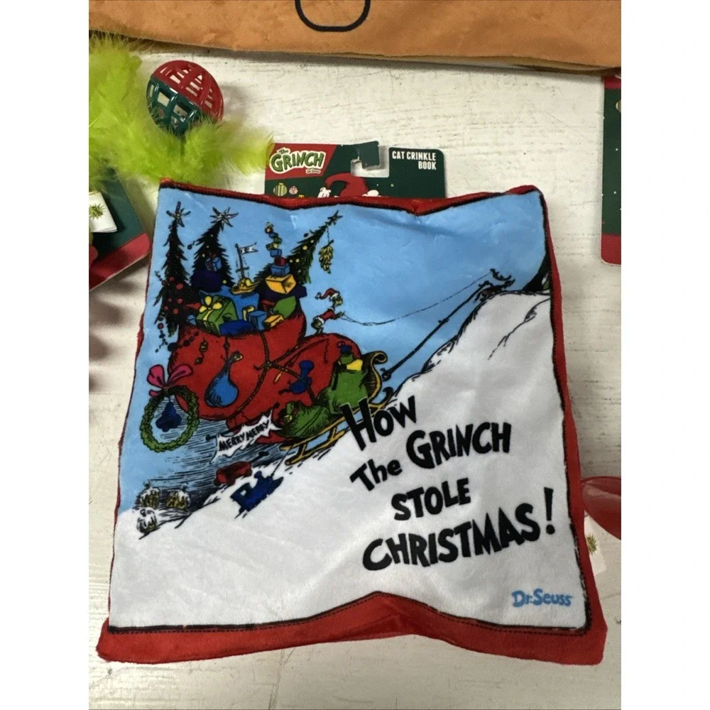 Bundle Lot Of 4 THE GRINCH Christmas CAT Toys Tunnel‎ Crinkle Swatter Coils